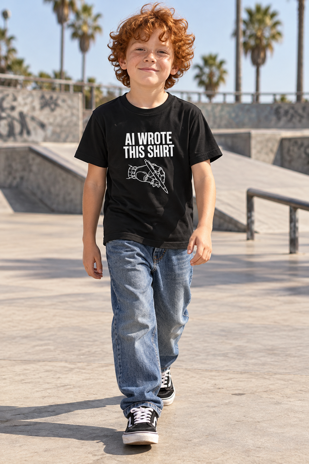 AI-generated editorial photo of HOTFIX 003 AI Wrote This Shirt Youth Short Sleeve T-Shirt, scene 2