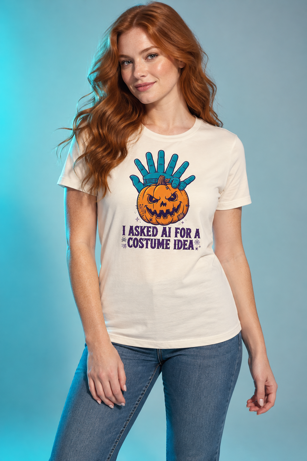 AI-generated editorial photo of HOTFIX 008 I asked AI for a costume Women's Relaxed T-Shirt, scene 2