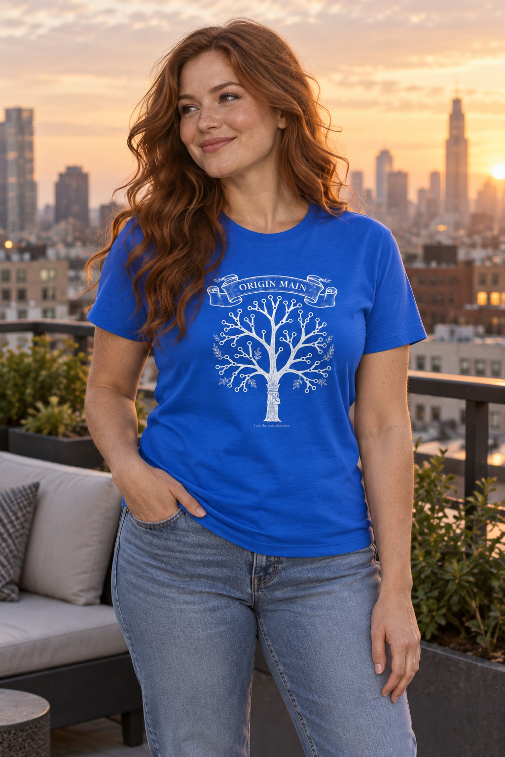 AI-generated editorial photo of HOTFIX 005 Origin Main Womans T-Shirt, scene 1