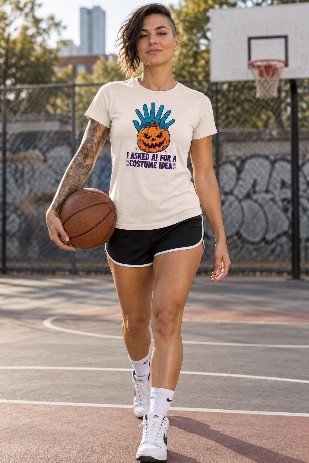AI-generated editorial photo of HOTFIX 008 I asked AI for a costume Women's Relaxed T-Shirt, scene 3
