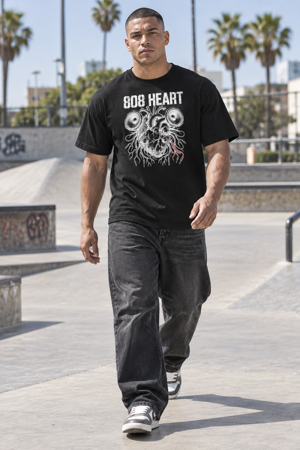 AI-generated editorial photo of HOTFIX 004 808 Heart t-shirt, scene 2